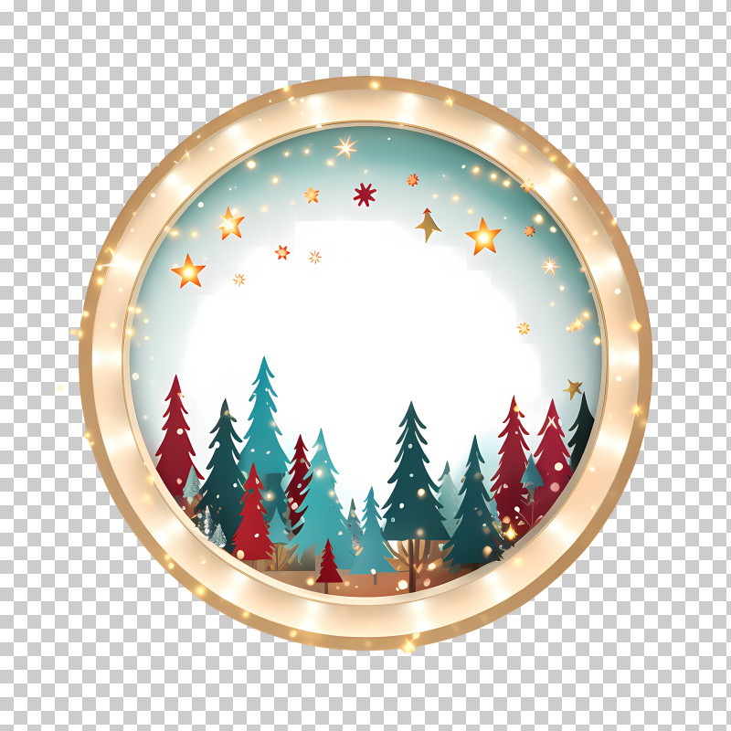 Christmas Lights - Festive Christmas Scene With Trees And Stars PNG
