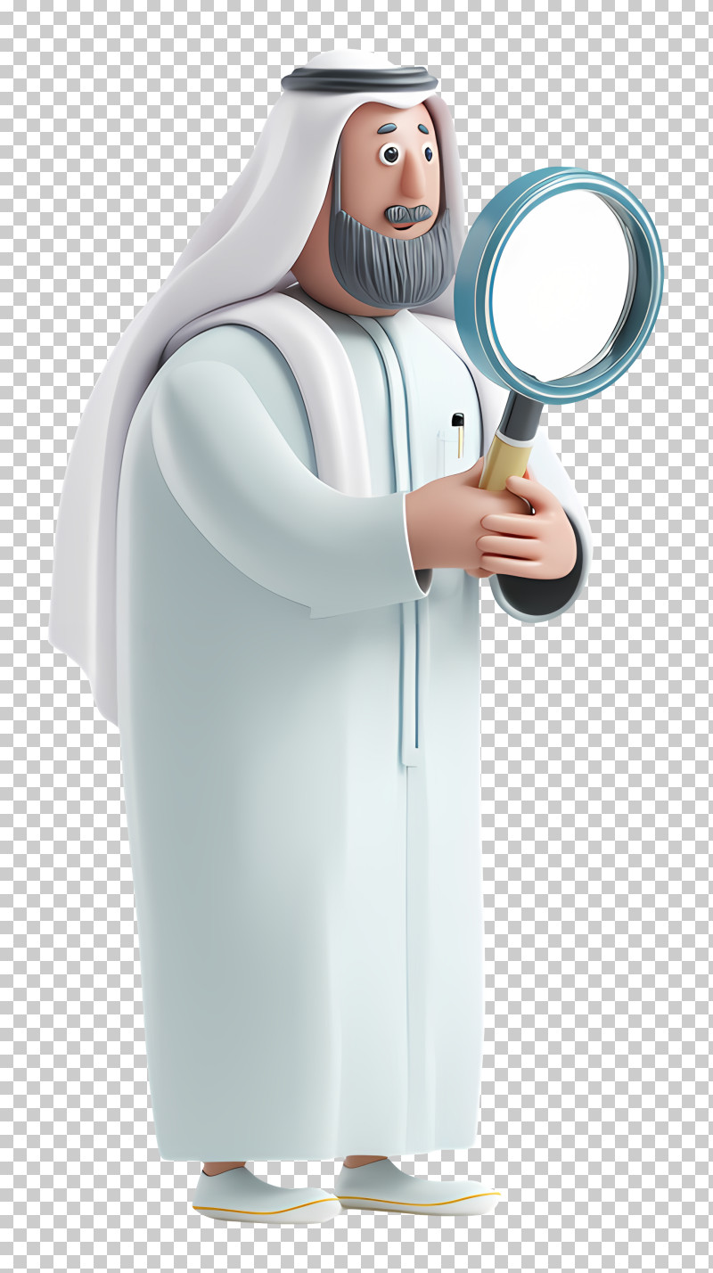 Arab Businessman - Cartoon Man With Magnifying Glass PNG