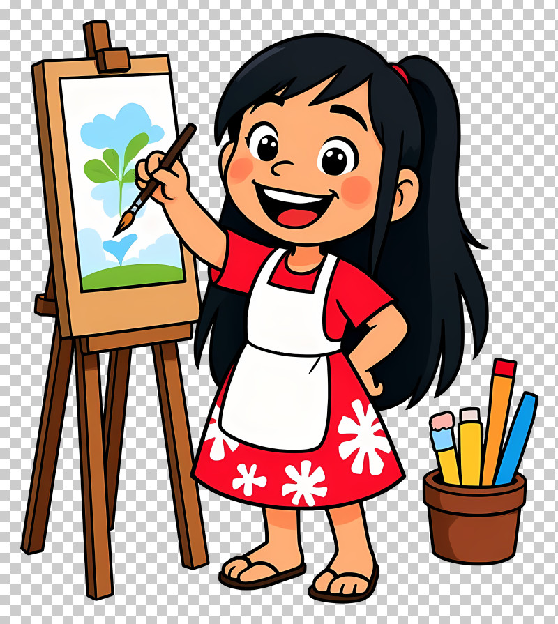Lilo - Girl Painting On Easel PNG