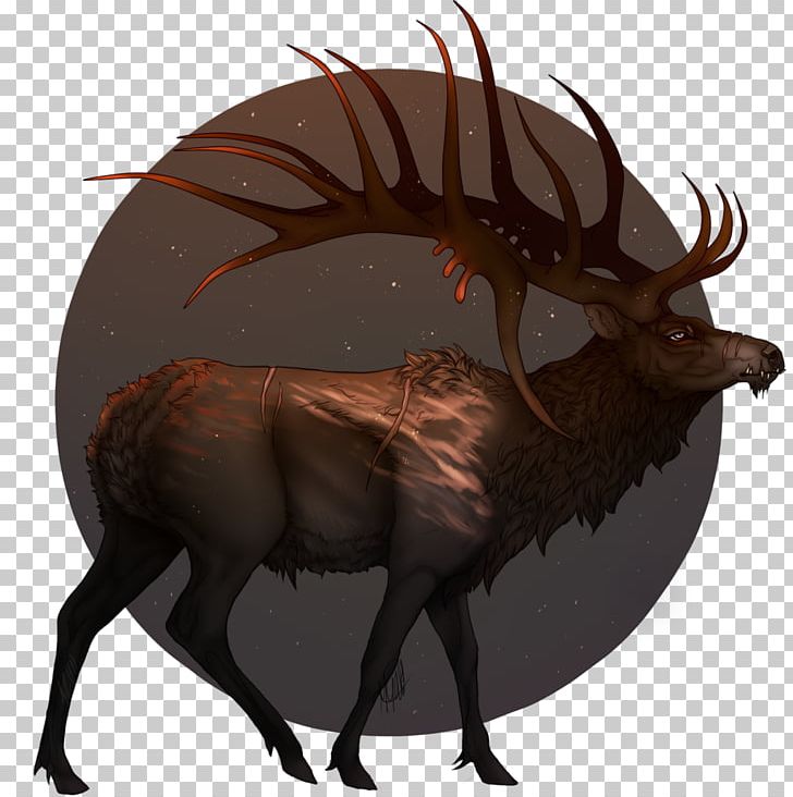 Elk Reindeer Horn Bull Character PNG, Clipart, Antler, Bull, Cartoon, Cattle Like Mammal, Character Free PNG Download