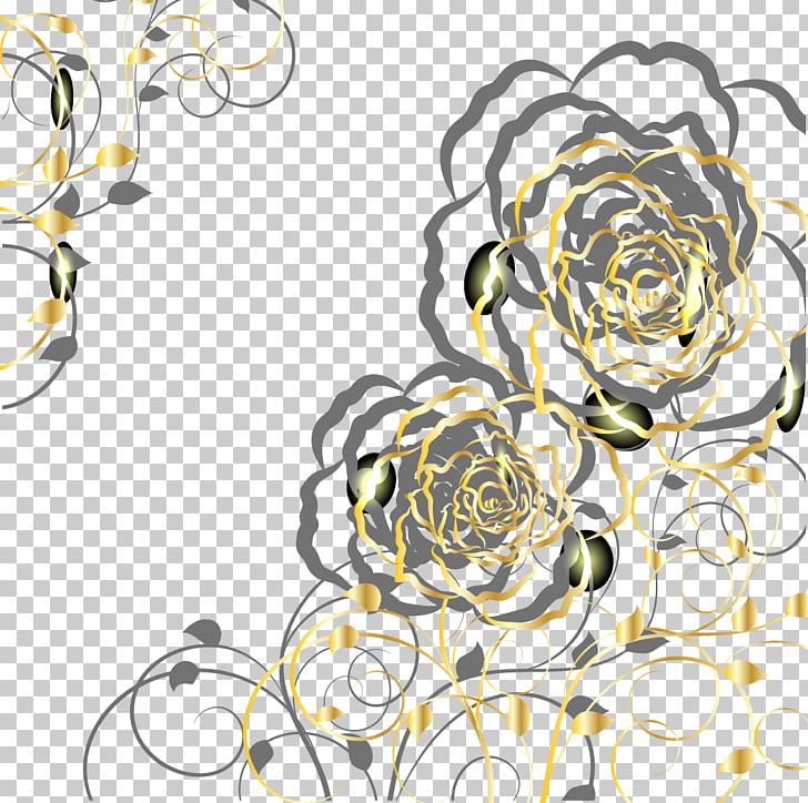 Euclidean Gold Flower PNG, Clipart, Circle, Design, Encapsulated Postscript, Flora, Floral Design Free PNG Download