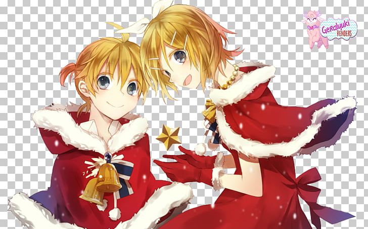 Kagamine Rin/Len Christmas Vocaloid Hatsune Miku Kaito PNG, Clipart, Anime, Art, Artwork, Beautifull, Brown Hair Free PNG Download