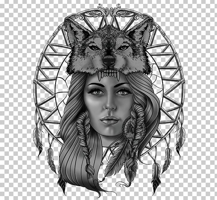 Gray Wolf Headgear Native Americans In The United States /m/02csf Woman PNG, Clipart, Animal, Black And White, Drawing, Feather, Fictional Character Free PNG Download