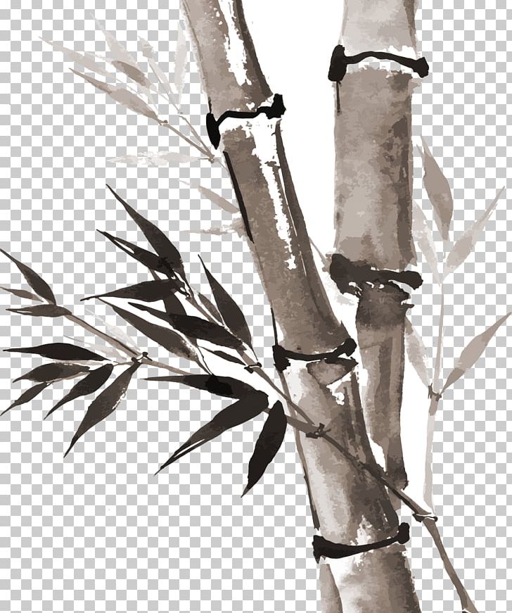 Ink Wash Painting Drawing Bamboo Inkstick PNG, Clipart, Bamboo Painting, Bamboo Tree, Bamboo Vector, Black And White, Branch Free PNG Download