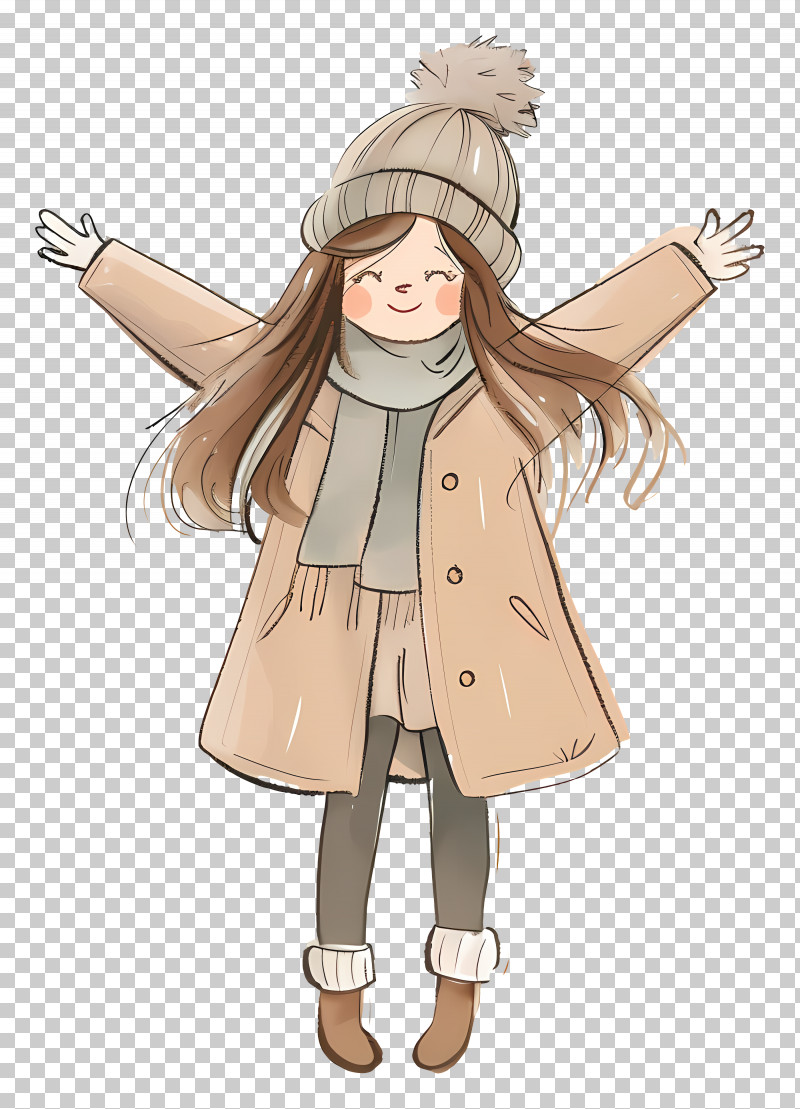 Girl - Cartoon Girl In Winter Clothes PNG
