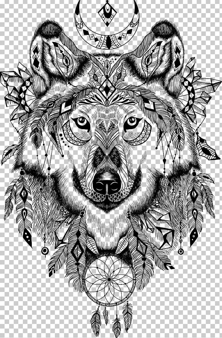 Gray Wolf Wall Decal Aztec Illustration PNG, Clipart, Animal, Big Cats, Black, Black Friday, Black Hair Free PNG Download