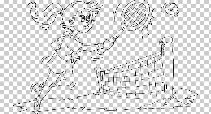 Tennis Girl Coloring Book Racket Sport PNG, Clipart, Adult, Angle, Area, Arm, Black And White Free PNG Download