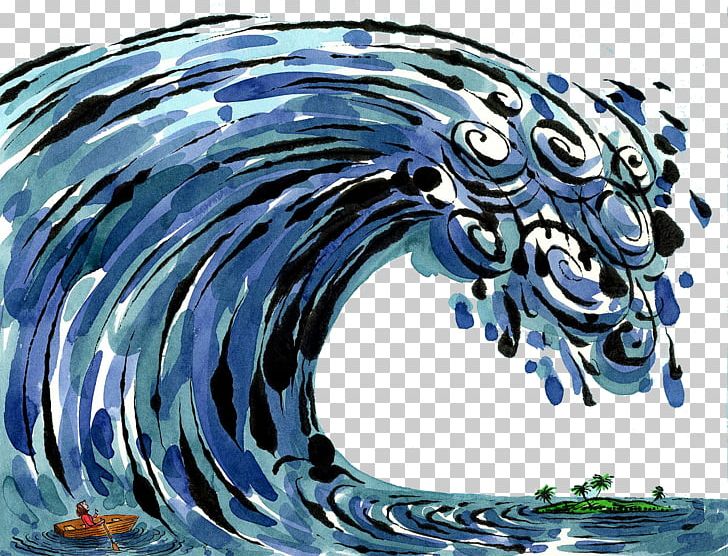 Drawing Tsunami Photography Illustration PNG, Clipart, Animation, Art, Blue, Cartoon, Circle Free PNG Download