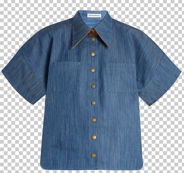 Dress Shirt Crop Top Denim Sleeve PNG, Clipart, Blouse, Blue, Button, Chiffon, Clothing Free PNG Download