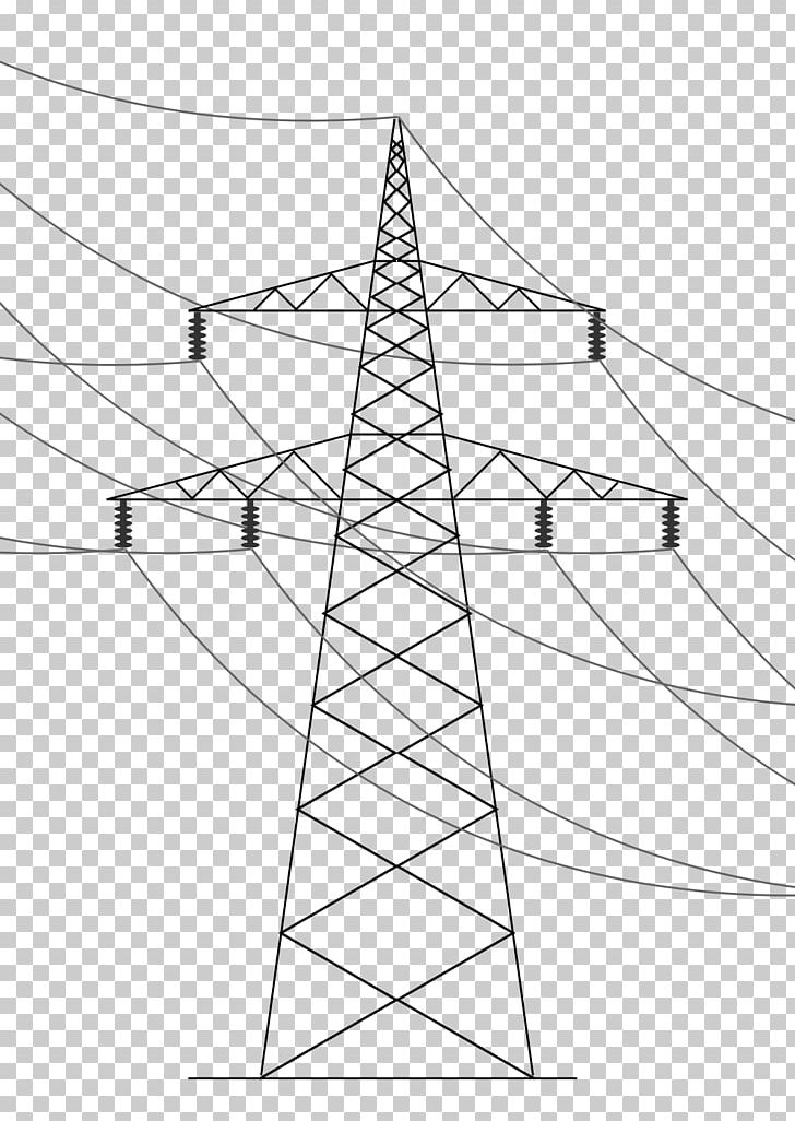 Overhead Power Line Electric Power Transmission Transmission Tower Drawing Line Art PNG, Clipart, Angle, Area, Artwork, Black And White, Electrical Grid Free PNG Download