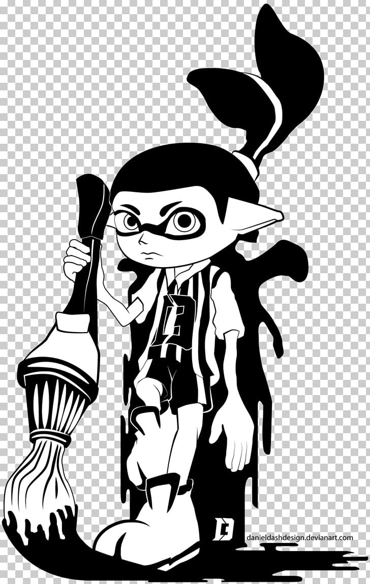 Splatoon Black And White Drawing Art PNG, Clipart, Art, Black And White, Brush, Cartoon, Deviantart Free PNG Download