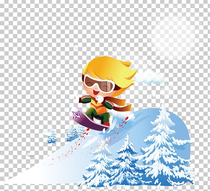 Snowboarding Skiing Illustration PNG, Clipart, Bird, Cartoon, Child, Computer Wallpaper, Creative Background Free PNG Download