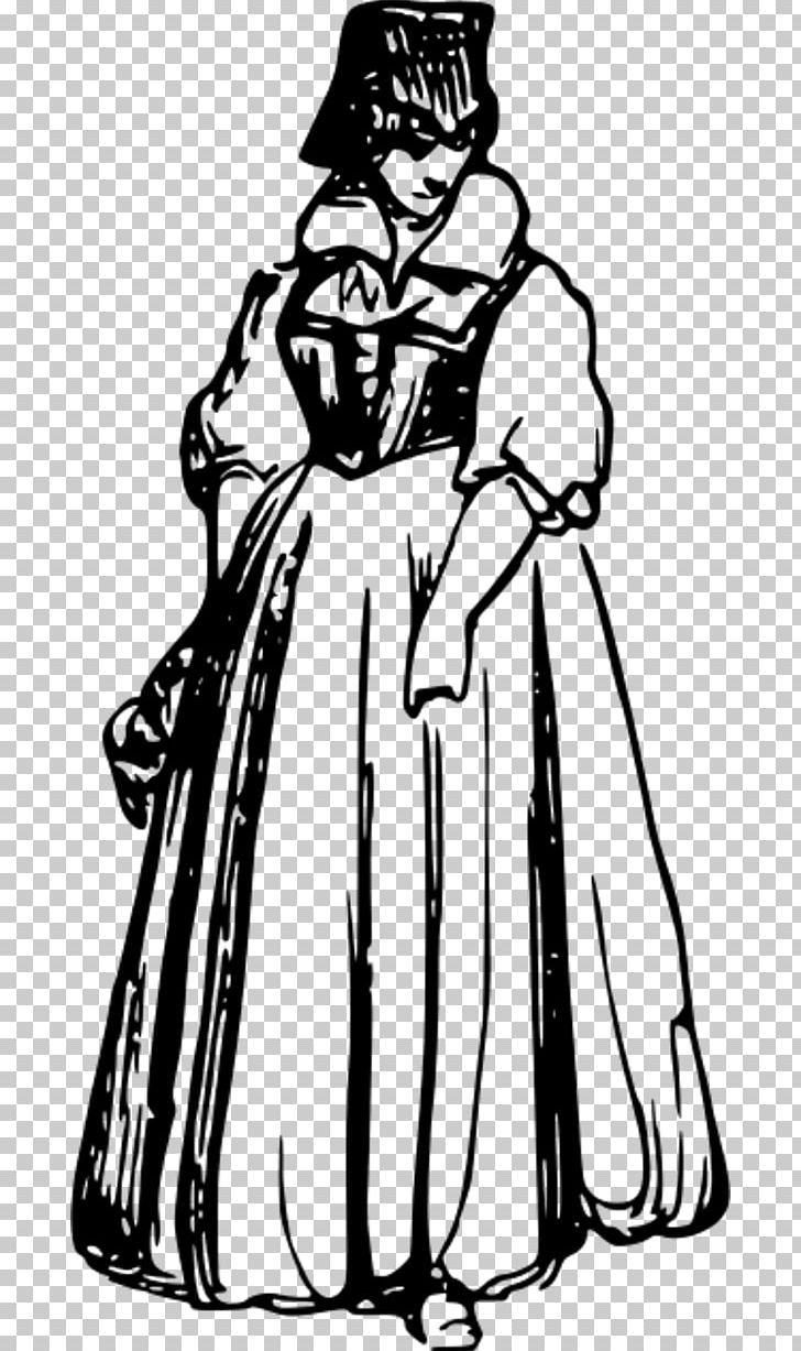 Dress Costume 16th Century Clothing PNG, Clipart, 16th Century, 14001500 In European Fashion, Art, Artwork, Black And White Free PNG Download