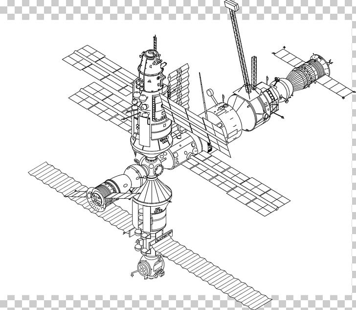 International Space Station Space Shuttle Program Drawing Mir PNG, Clipart, Angle, Artwork, Black And White, Diagram, Drawing Free PNG Download