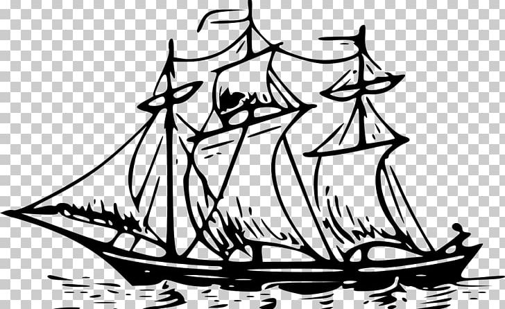 Brigantine Drawing Mast Sailing Ship PNG, Clipart, Artwork, Black And White, Boat, Brigantine, Caravel Free PNG Download