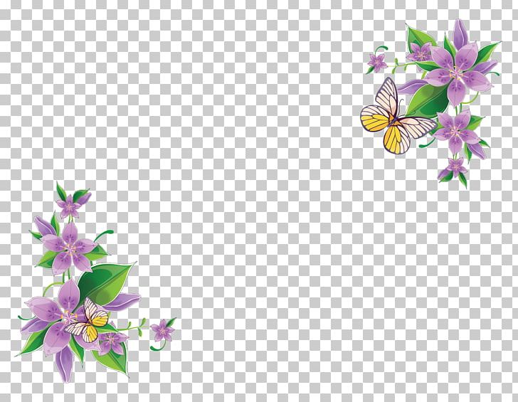 Border Flowers Floral Design Purple PNG, Clipart, Blossom, Border, Border Flowers, Branch, Butterfly Free PNG Download