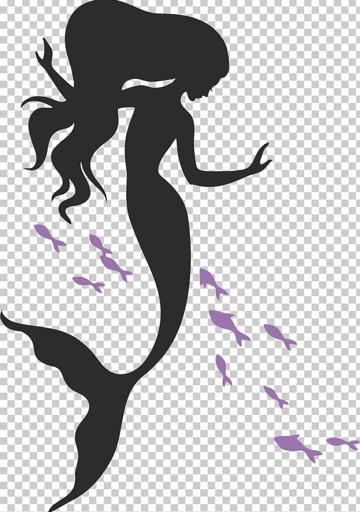 Mermaid Silhouette Ariel Illustration PNG, Clipart, 2018, Ariel, Art, Black And White, Etsy Free PNG Download
