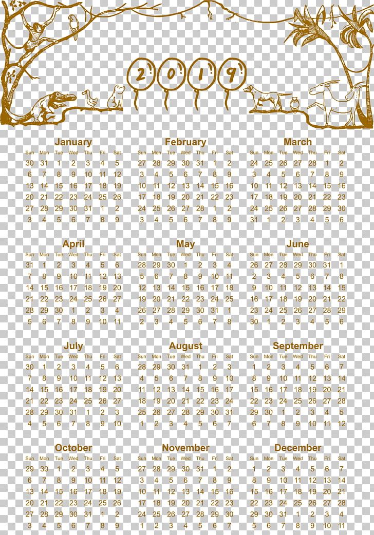 Printable 2019 Calendar One Page With Holidays In PNG, Clipart,  Free PNG Download