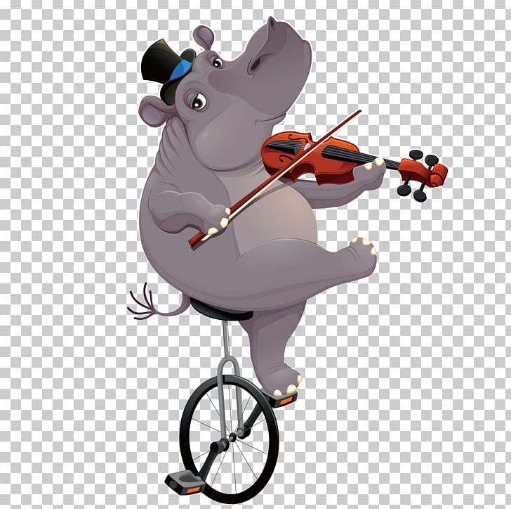Hippopotamus T-shirt Unicycle Illustration PNG, Clipart, Cartoon, Cartoon Violin, Circus, Fictional Character, Happy Birthday Vector Images Free PNG Download