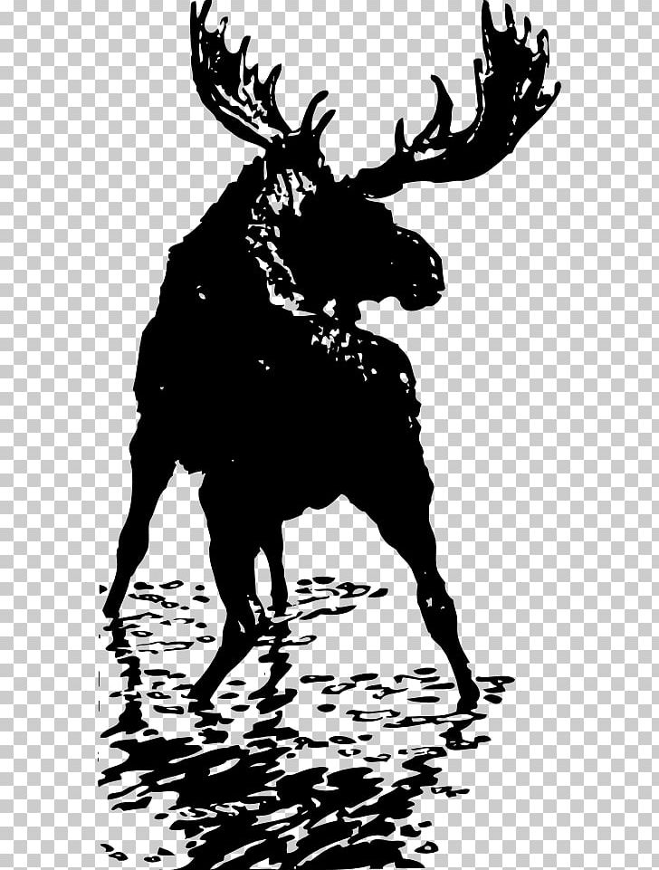 Moose Reindeer Elk PNG, Clipart, Antler, Art, Black And White, Bull, Cartoon Free PNG Download