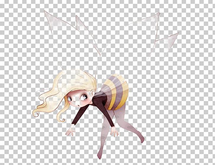 Fairy Drawing Art Illustration PNG, Clipart, Bee, Bee Girl, Bee Honey, Bees, Black Free PNG Download