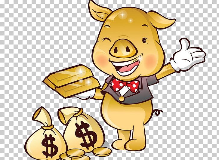 Domestic Pig Piggy Bank Gold Chinese Zodiac Illustration PNG, Clipart, Animals, Animation, Bank, Cartoon, Coin Free PNG Download