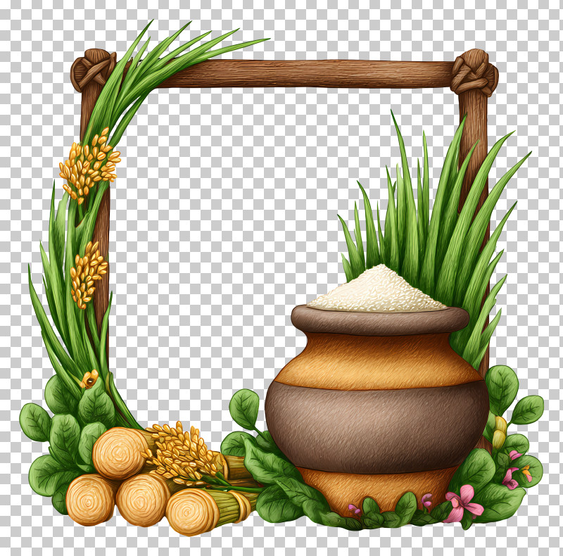 Pongal Harvest Pot - Harvest Themed Decorative Frame PNG