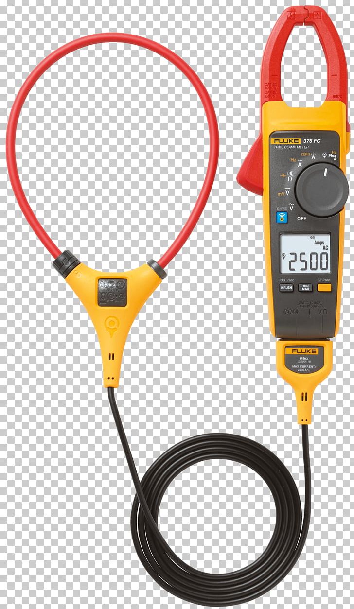 Fluke 376 FC TRMS AC/DC Clamp Meter FLUKE-376 FC Current Clamp True RMS Converter Fluke Corporation Alternating Current PNG, Clipart, Alternating Current, Cable, Current Clamp, Direct Current, Electric Current Free PNG Download