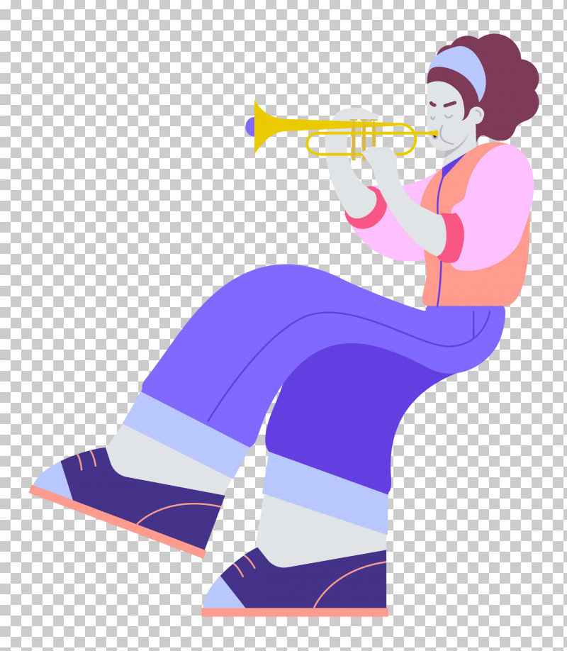 Playing The Trumpet Music PNG, Clipart, Cartoon, Character, Geometry, Joint, Line Free PNG Download