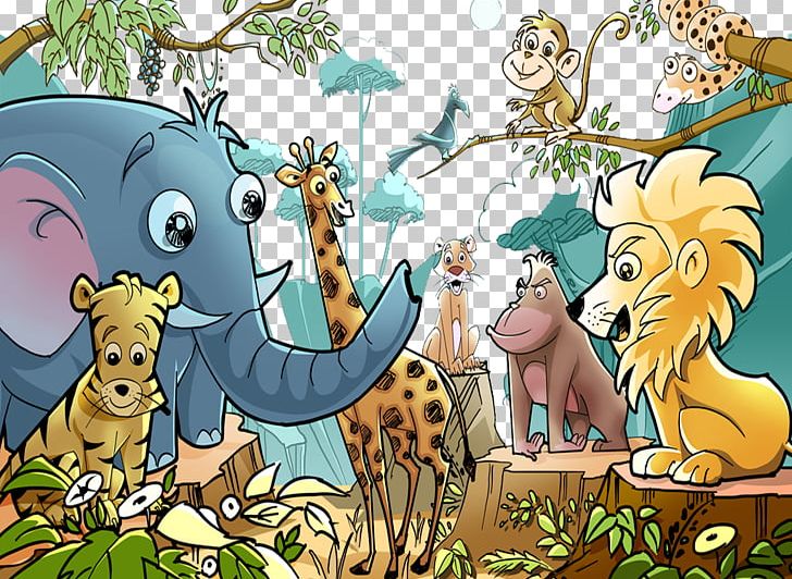 Cartoon Drawing Jungle PNG, Clipart, Animal, Animals, Big Cats, Canvas,  Carnivoran Free PNG Download