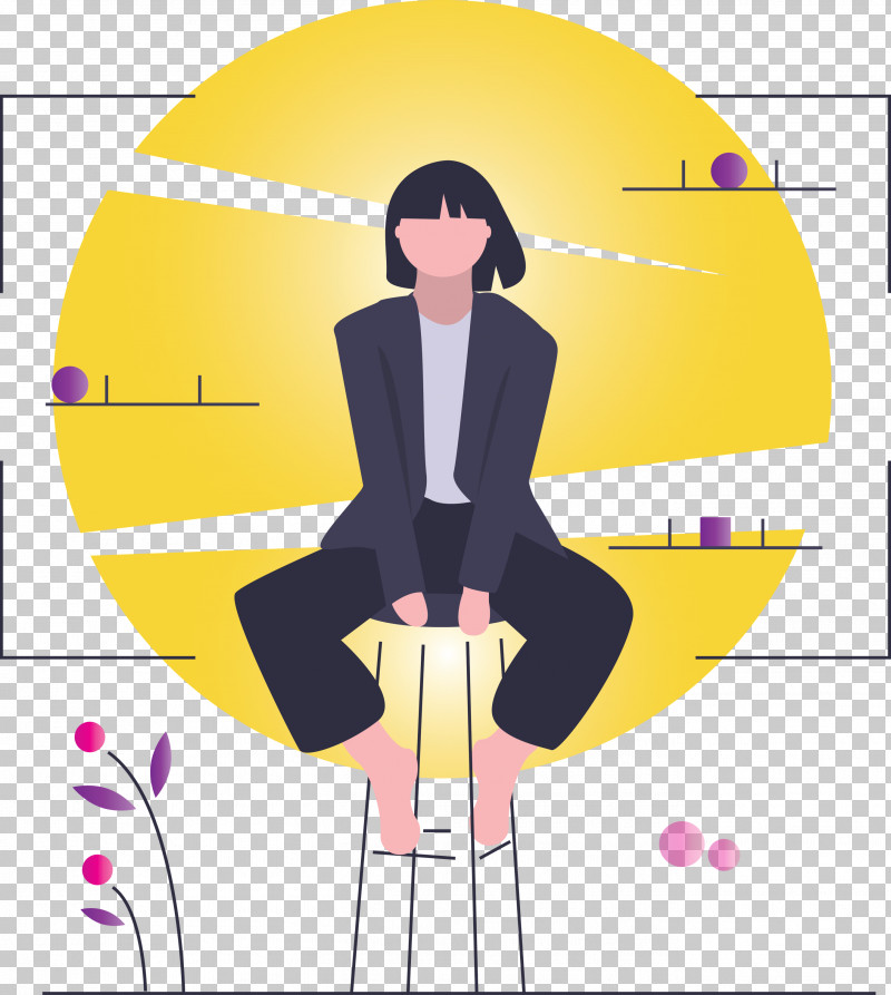 Modern Girl PNG, Clipart, Black Hair, Cartoon, Line, Modern Girl, Yellow Free PNG Download