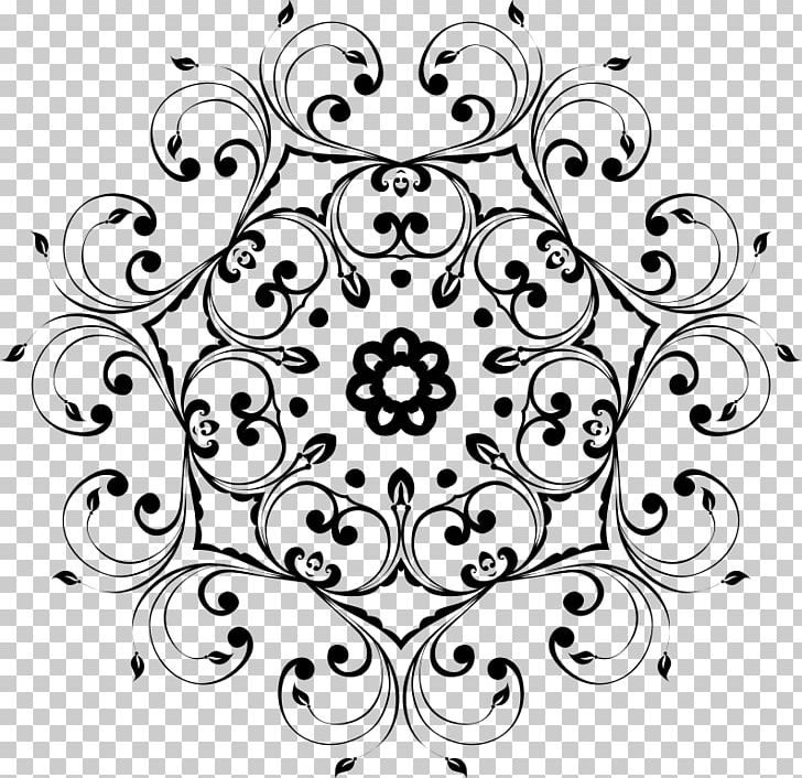 Floral Design Black And White PNG, Clipart, Area, Art, Black, Black And White, Circle Free PNG Download