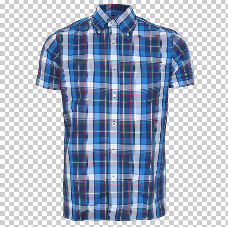 T-shirt Madras Sleeve Tartan PNG, Clipart, Blue, Button, Check, Clothing, Cobalt Blue Free PNG Download