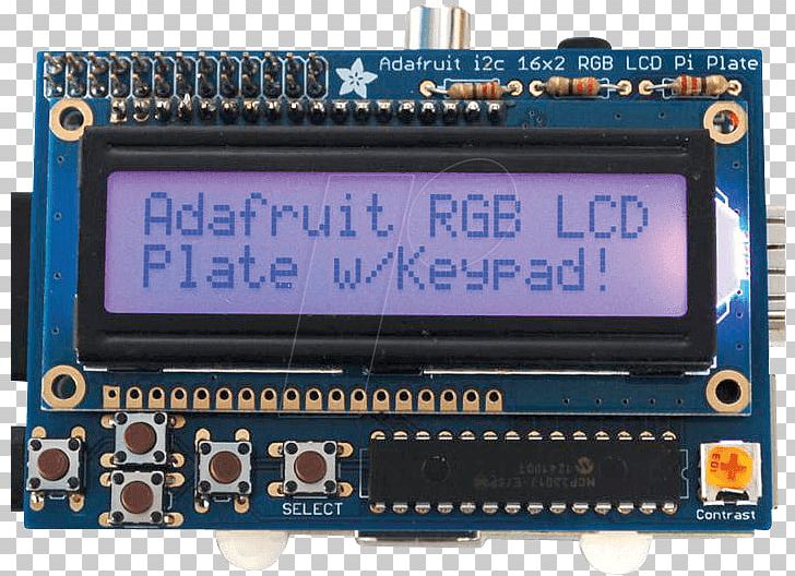 Microcontroller Display Device Liquid-crystal Display Adafruit Industries Raspberry Pi PNG, Clipart, Adafruit Industries, Electronic Device, Electronics, Hitachi Hd44780 Lcd Controller, Liquidcrystal Display Free PNG Download