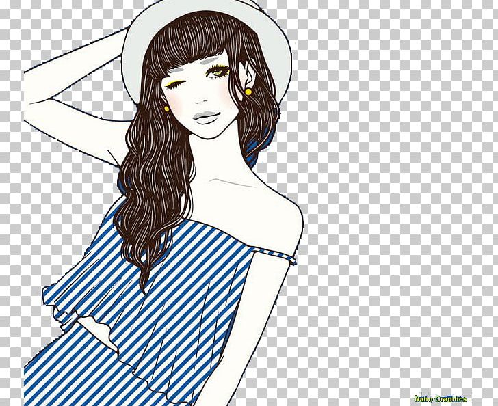 Drawing Illustrator Watercolor Painting Illustration PNG, Clipart, Beach, Black Hair, Blue, Cartoon Eyes, Face Free PNG Download