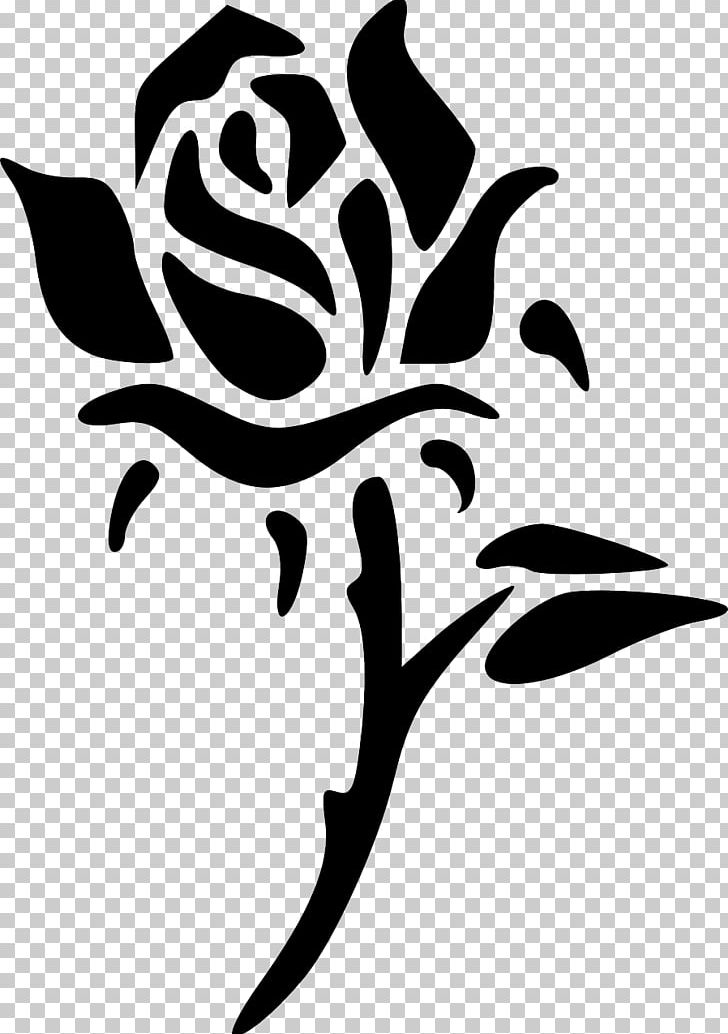 Stencil Flower Rose Floral Design PNG, Clipart, Art, Artwork, Black And White, Branch, Flora Free PNG Download