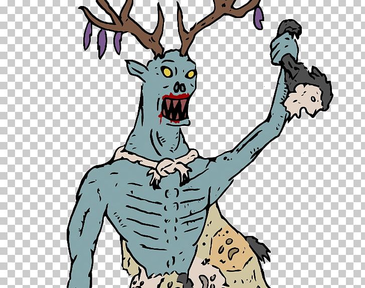 Wendigo Reindeer Demon Skin-walker Monster PNG, Clipart, Antler, Art, Artwork, Cartoon, Deer Free PNG Download