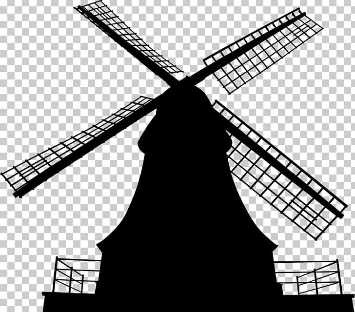 Netherlands Windmill Building Silhouette PNG, Clipart, Angle, Black And White, Building, Line, Mill Free PNG Download