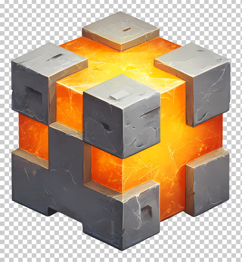 Minecraft Lodestone - Pixelated Lava Cube With Stone Edges PNG
