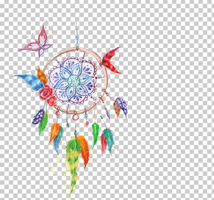 Dreamcatcher Euclidean Watercolor Painting Feather PNG, Clipart, Area, Butterfly, Circle, Color, Colorful Background Free PNG Download