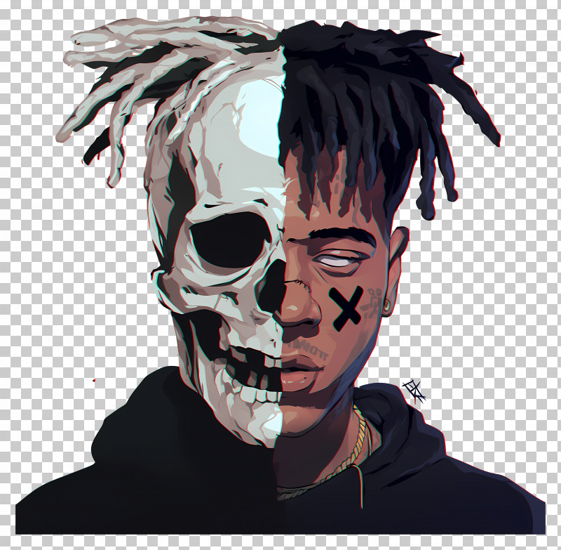 Xxxtentacion - Half Skull And Half Face Digital Art PNG