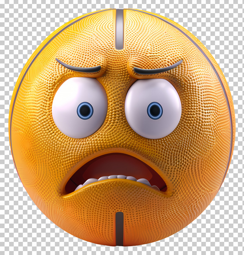 Basketball - Worried Yellow Emoji Illustration PNG