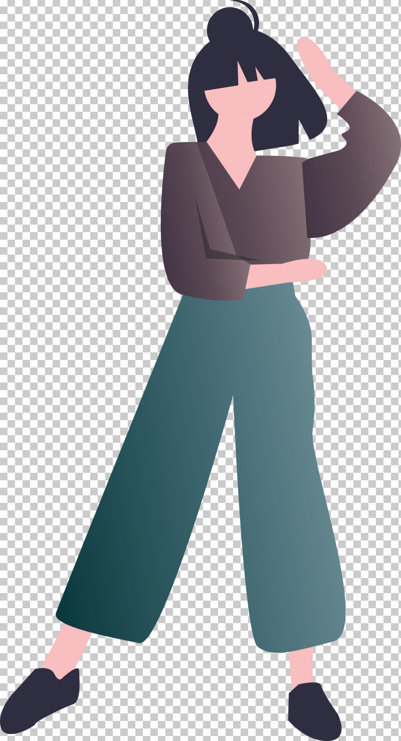 Modern Girl PNG, Clipart, Cartoon, Modern Girl, Standing, Trousers Free PNG Download