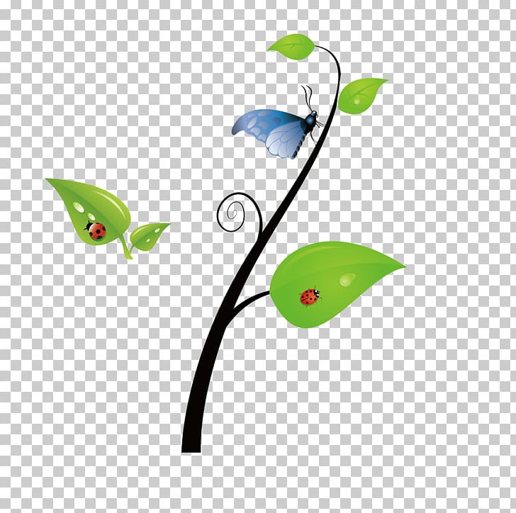 Spring Green Leaves Butterfly Seven Star Ladybugs PNG, Clipart, Angle, Clip Art, Computer Wallpaper, Design, Encapsulated Postscript Free PNG Download