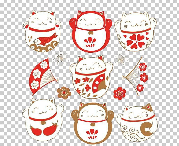 Cat Maneki-neko Luck Illustration PNG, Clipart, Animals, Black Cat, Christmas Decoration, Cup, Decoration Free PNG Download