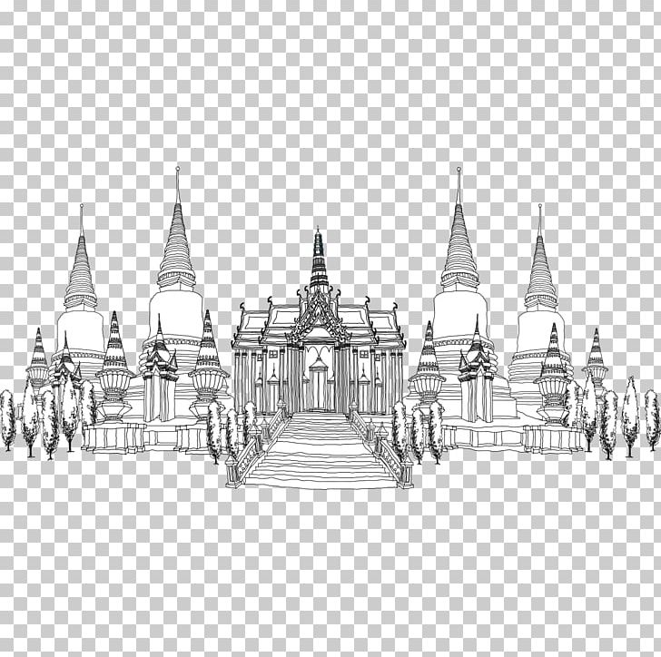 Thailand Architecture Architectural Style Drawing PNG, Clipart, Art, Black And White, Board Game, Building, Classics Free PNG Download