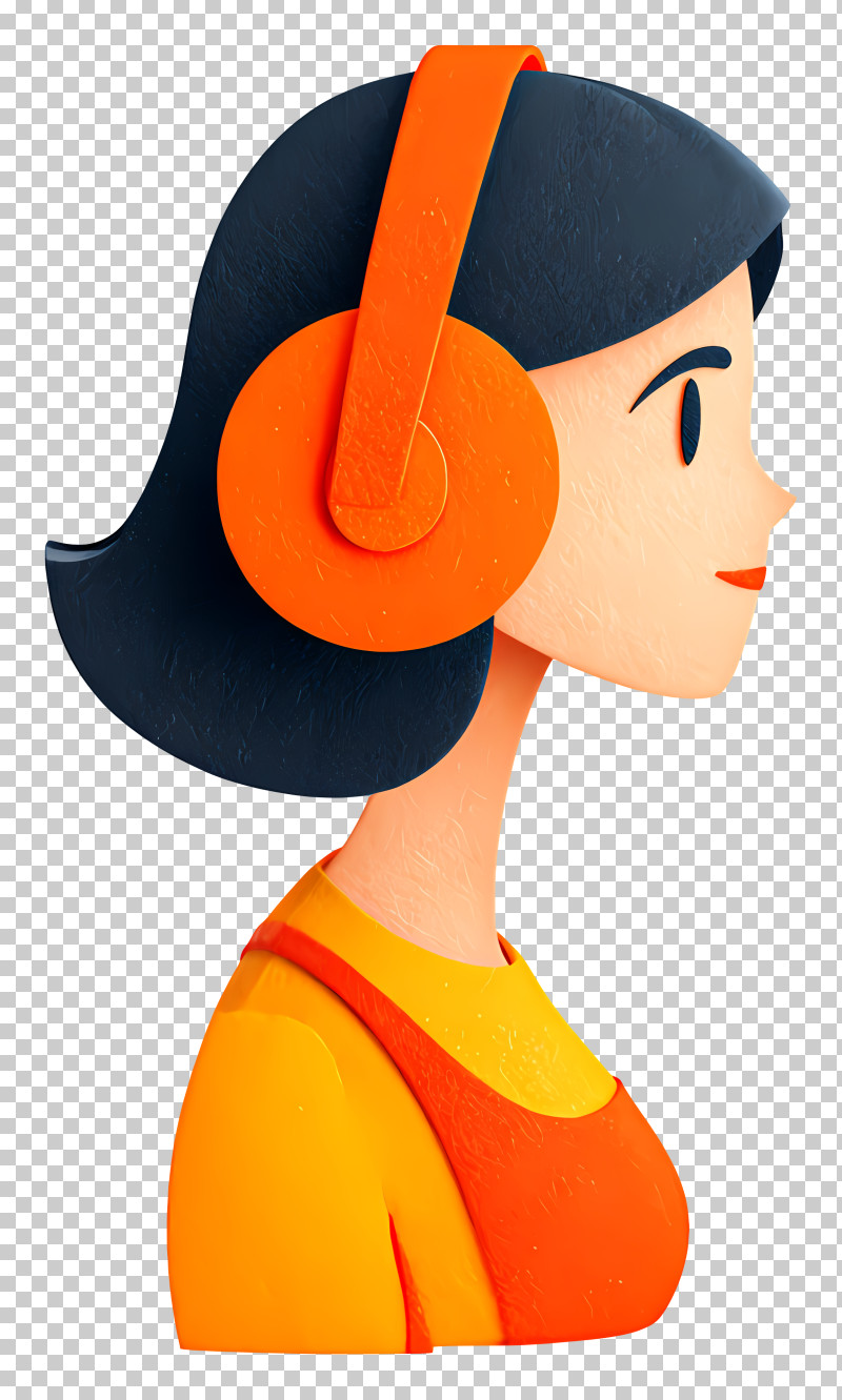 Young Woman In Headphones - Girl Listening To Music With Headphones PNG