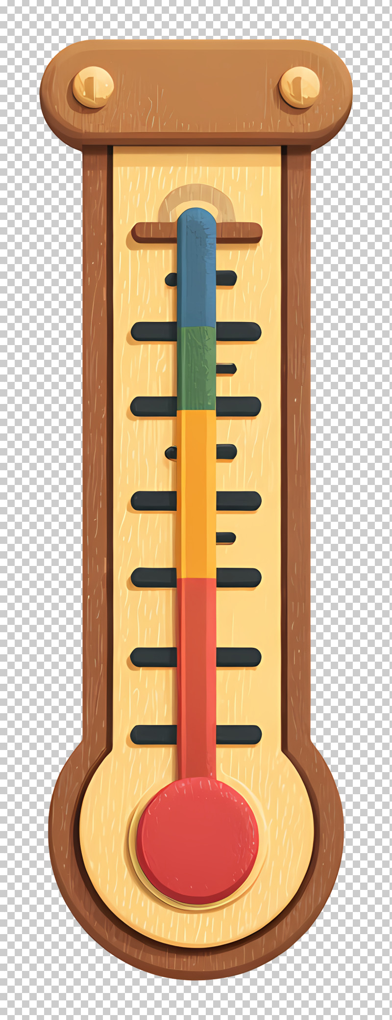 Vintage Wooden Barometer - Colorful Thermometer Illustration PNG