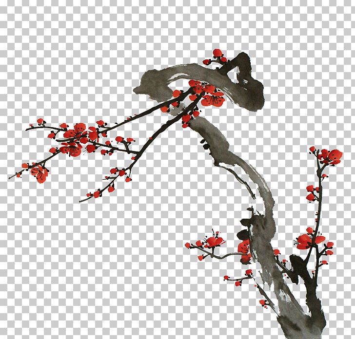 Chinese Painting Ink Wash Painting Plum Blossom Bird-and-flower Painting PNG, Clipart, Birdandflower Painting, Blossom, Branch, Cherry Blossom, Cherry Blossoms Free PNG Download