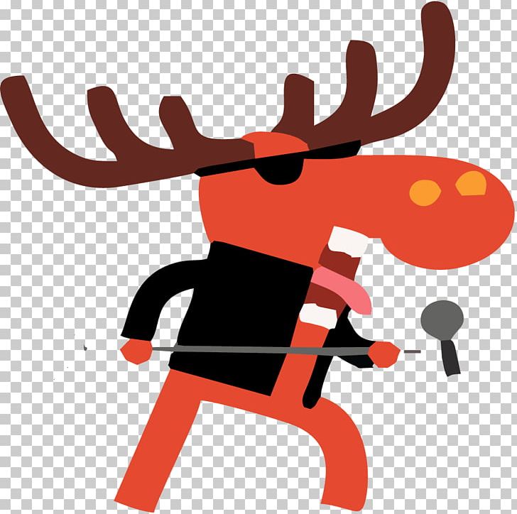 Reindeer Red Deer Singing PNG, Clipart, Animal, Antler, Art, Cartoon, Christmas Deer Free PNG Download
